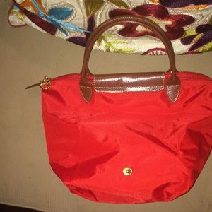 Red mini Longchamp tote